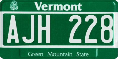 VT license plate AJH228