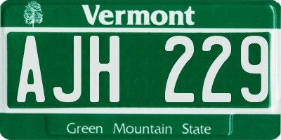 VT license plate AJH229