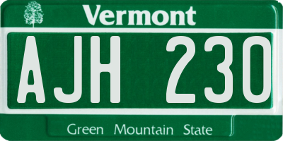 VT license plate AJH230
