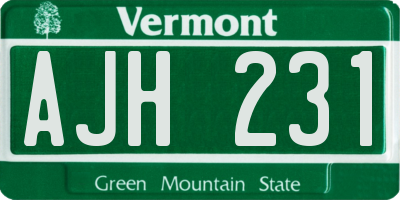 VT license plate AJH231