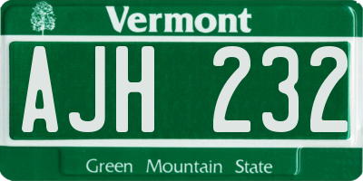 VT license plate AJH232