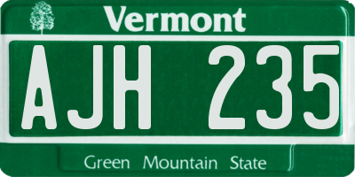 VT license plate AJH235