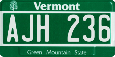 VT license plate AJH236