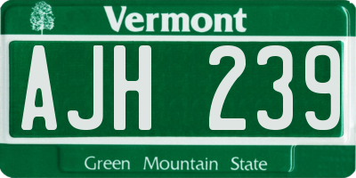 VT license plate AJH239