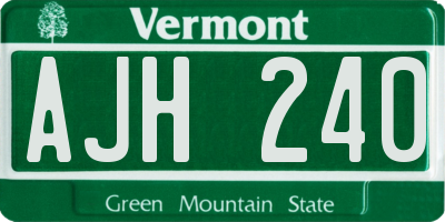 VT license plate AJH240