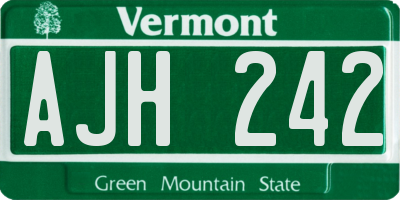 VT license plate AJH242