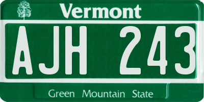 VT license plate AJH243