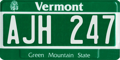 VT license plate AJH247