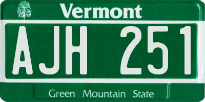VT license plate AJH251