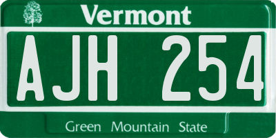 VT license plate AJH254