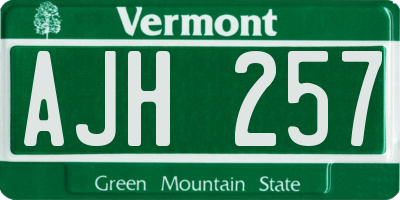 VT license plate AJH257