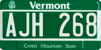 VT license plate AJH268
