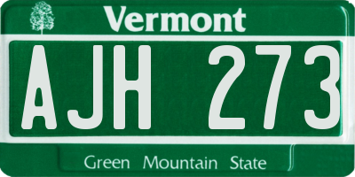 VT license plate AJH273