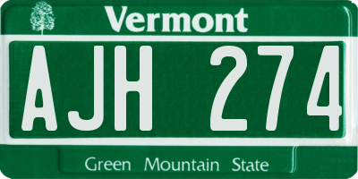 VT license plate AJH274