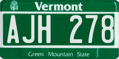 VT license plate AJH278