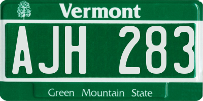 VT license plate AJH283