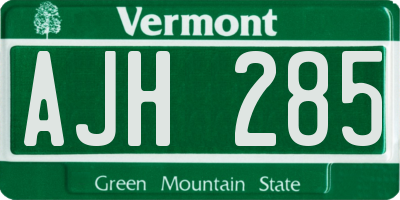VT license plate AJH285