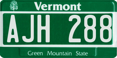 VT license plate AJH288
