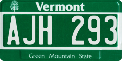 VT license plate AJH293