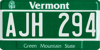 VT license plate AJH294