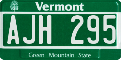 VT license plate AJH295