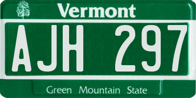 VT license plate AJH297