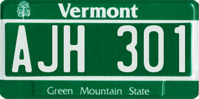 VT license plate AJH301