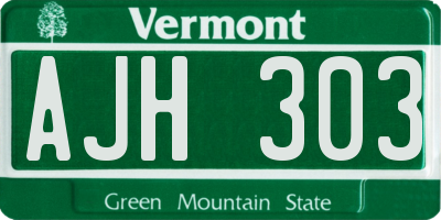 VT license plate AJH303