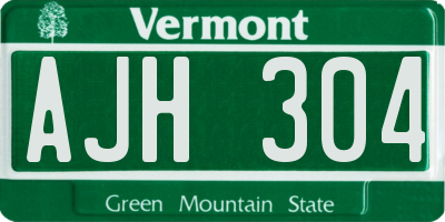 VT license plate AJH304