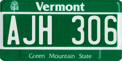 VT license plate AJH306