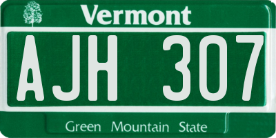 VT license plate AJH307