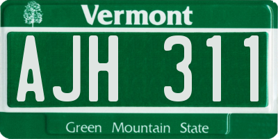 VT license plate AJH311