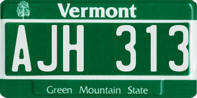 VT license plate AJH313