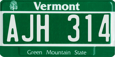 VT license plate AJH314
