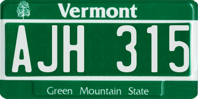 VT license plate AJH315