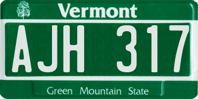 VT license plate AJH317
