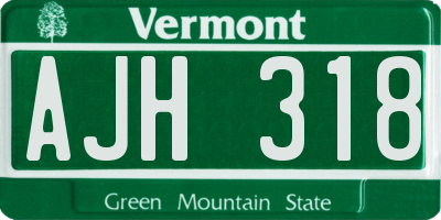 VT license plate AJH318