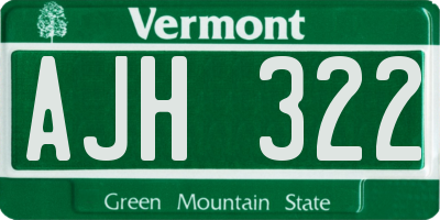 VT license plate AJH322