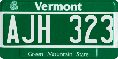 VT license plate AJH323