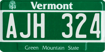 VT license plate AJH324
