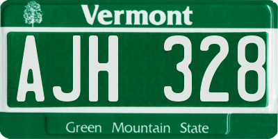VT license plate AJH328
