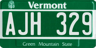 VT license plate AJH329
