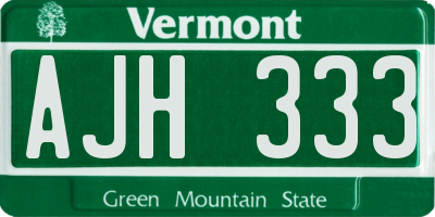VT license plate AJH333