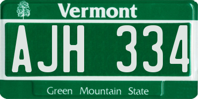 VT license plate AJH334