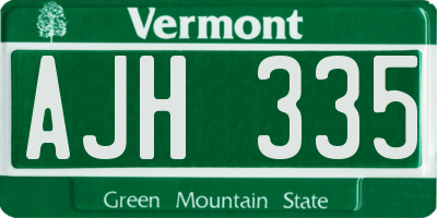VT license plate AJH335