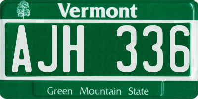 VT license plate AJH336
