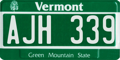 VT license plate AJH339