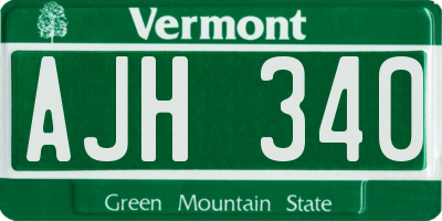 VT license plate AJH340