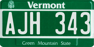 VT license plate AJH343
