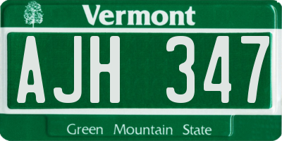 VT license plate AJH347